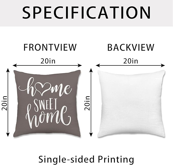 Hexagram Geometric Grey Pillow Covers 20x20 Set of 4, Decorative Outdoor Boho Modern Throw Pillow Covers, Home Sweet Home Farmhouse Cushion Case for Couch Sofa Bedroom Indoor Decor(No Insert)