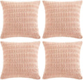 Fancy Homi 4 Packs Boho Pink Decorative Throw Pillow Covers 22x22 Inch for Living Room Couch Bed Sofa, Rustic Modern Farmhouse Home Decor, Soft Plush Corduroy Cute Square Cushion Case 55x55 cm