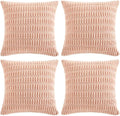Fancy Homi 4 Packs Boho Pink Decorative Throw Pillow Covers 26x26 Inch for Living Room Couch Bed Sofa, Rustic Modern Farmhouse Home Decor, Soft Plush Corduroy Cute Square Cushion Case 66x66 cm