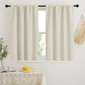 RYB HOME Short Curtains for Bedroom, Room Darkening Insulated Summer Heat Light UV Blocking Energy Saving Drapes for Nursery, Width 34 by Length 48, Beige, Set of 2