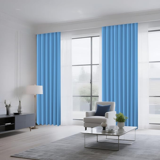 CUCRAF Light Blue Blackout Curtains 54 inch Length 2 Panels Set, Rod Pocket Room Darkening Drapes for Bedroom Living Room, Insulated Thermal Light Blocking Window Curtain (W52 x L54 Inch)