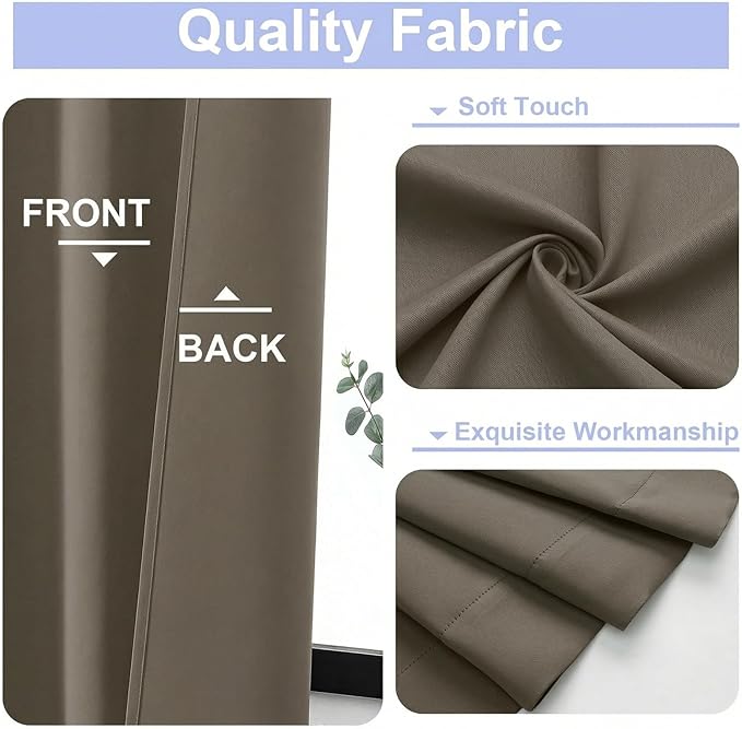 Simplebrand Blackout Extra 10ft Curtains for Patio 120 Inches Long 2 Panels Set, Solid Thermal Insulated Energy Saving Rod Pocket Window Treatment Curtains Blackout Drapes, 50" Wx120 L, Latte