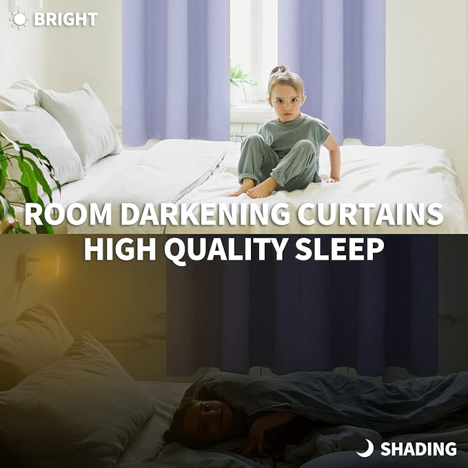 BGment Blackout Curtains - Grommet Thermal Insulated Room Darkening Bedroom and Living Room Curtains, Set of 2 Panels (70 x 63 Inch, Lavander)