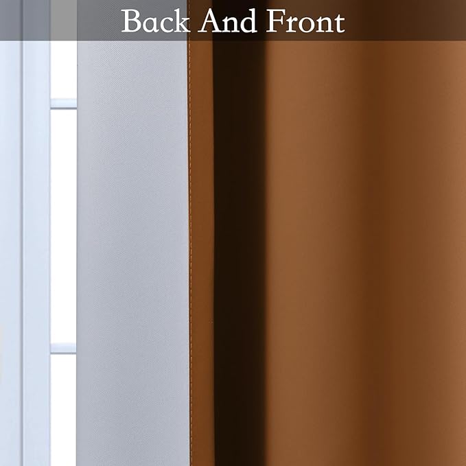SimpleHome Ombre Room Darkening Curtains for Bedroom, Gradient Burnt Orange to Grey White Light Blocking Thermal Insulated Grommet Window Curtain/Drapes for Living Room,2 Panels, 52x84 inches Length