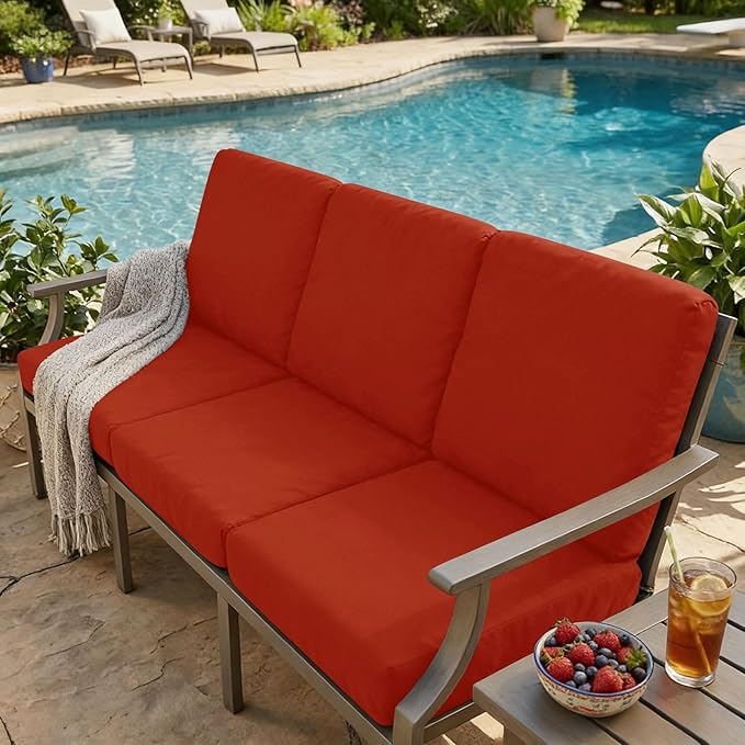 hyha Milk Silk Couch Cushion Covers, Soft Magic Sofa Covers Washable for Cushion Couch, Stretch Sectional Outdoor Cushion Covers for Patio Furniture with Elastic Bottom(Small, Rust)