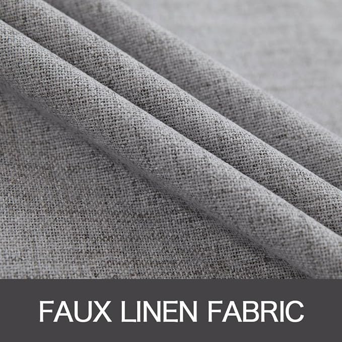 MIULEE Linen Texture Curtains for Bedroom Solid 100% Blackout Thermal Insulated Grey Curtains Grommet Room Darkening Drapes Luxury Decor for Living Room Nursery 52x72 Inch (2 Panels)