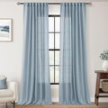 Dusty Blue Linen Curtains 84 inch Long for Living Room Back Tab Light Filtering Semi Sheer Light Blue Bedroom Curtains Linen Cotton Textured Grey Blue Drapery Panel Airy Modern Aesthetic Decor