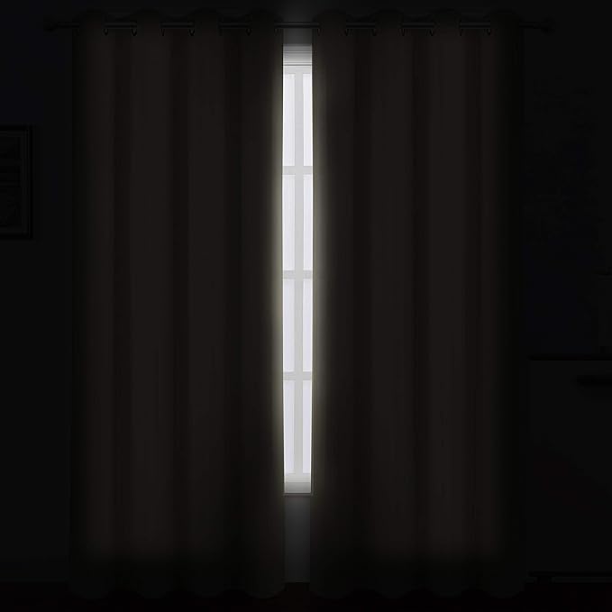 LEMOMO Beige Blackout Curtains/52 x 108 Inch/Set of 2 Panels Room Darkening Curtains for Bedroom