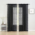 YJ YANJUN Vintage Lace Curtains 108 Inches Long- Victorian Floral Pattern Black Sheer Curtain Panels for Living Room Bedroom,Light Filtering, Gothic Witchy Halloween Drapes 2 Panels 52W x 108L