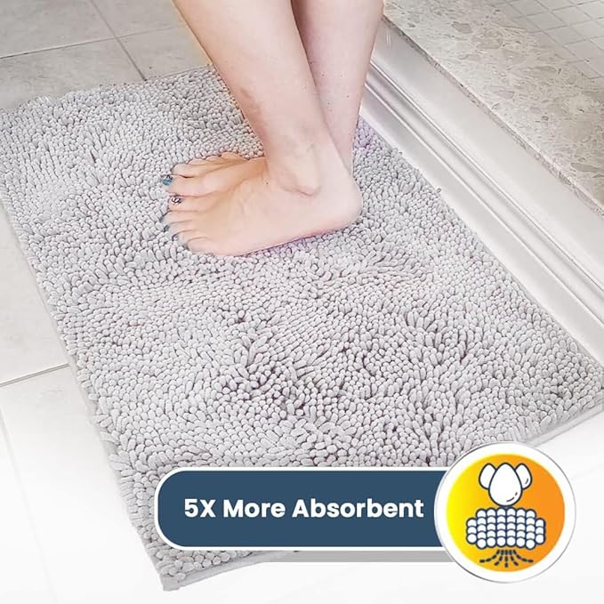 Muddy Mat® | Super Absorbent Door Mat Indoor, Microfiber Quick Dry Chenille Entryway Rug, Non-Slip Front Door Mat, Indoor Mats for Entryway, Machine Washable Pet Rug, White 48"x72"