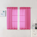 Chyhomenyc Sheer Curtains 54 Inch Long 2 Panels Set, Light Filtering Short Soft Airy Short Cafe Curtains, Modern Rod Pocket for Dinning Living Room Bedroom, Each 42Wx54L in, 2PCS, Hot Pink
