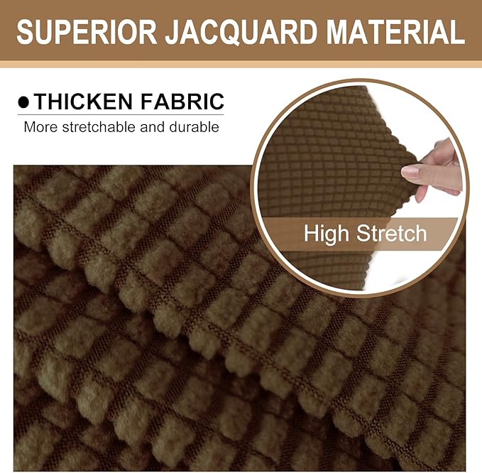 U-NICE HOME Stretch Futon Cover Armless Bed Slipcover - Soft Jacquard Fabric Washable for Pet Friendly, Brown