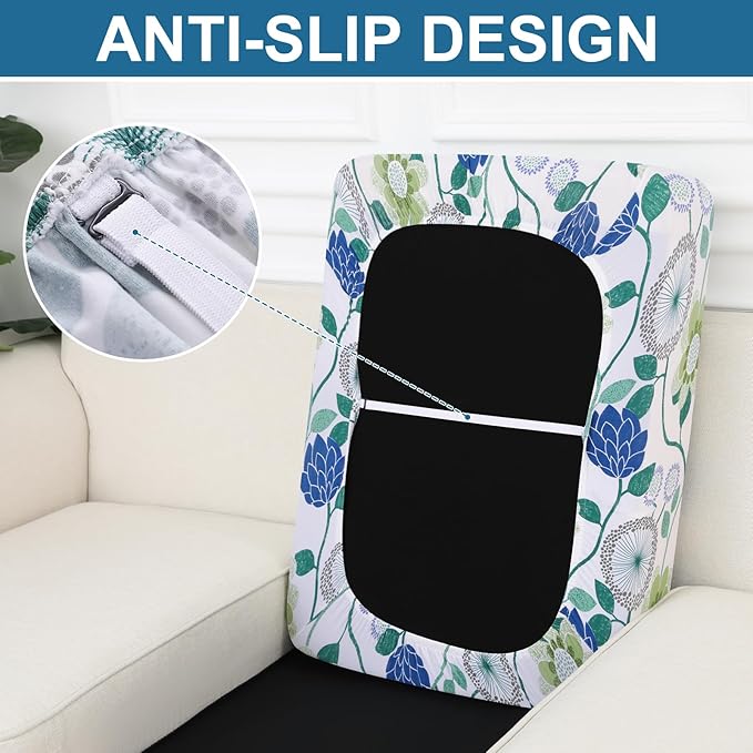 Smiry Printed Couch Cushion Covers, Stretch Soft Couch Covers for Sofa, Washable Non-Slip Sofa Slipcover Furniture Protector for Indoor and Outdoor (Medium, Light Green)