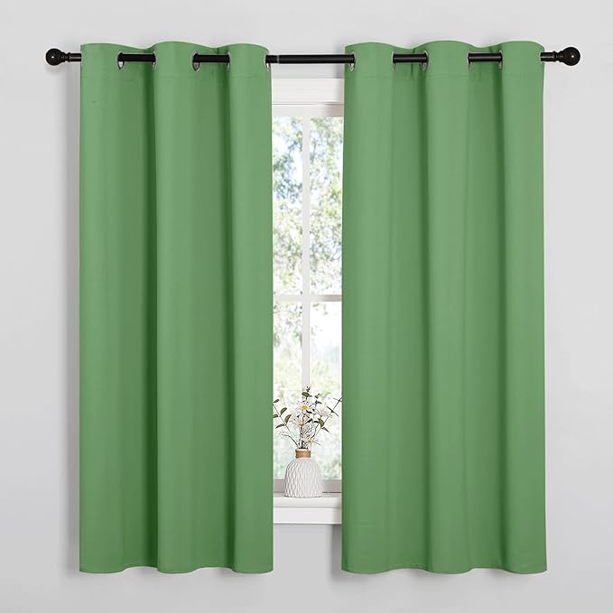 NICETOWN Froest Green Blackout Curtains 40 inches Length for Kitchen, 2 Panels, 29" Wide, Thermal Insulated Decoration Drapes for Small Window