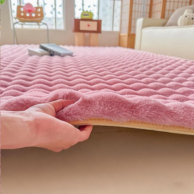 Pink Rabbit Plush Rug 6'x9', Fluffy Faux Fur Shaggy Area Rug for Nursery, Kids Room Decor, Soft Fuzzy Carpet for Living Room, Bedroom, Teen Girls Room