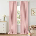 100% Blackout Shield Linen Blackout Curtains for Bedroom 96 Inches Long, Back Tab/Rod Pocket Living Room Drapes, Thermal Insulated Blackout Curtains 2 Panels Set, 50" W x 96" L,Baby Pink