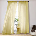 OVZME Mustard Yellow Sheer Curtains 108 Inches Long, Light Filtering Airy Transparent Lightweight Voile Rod Pocket Window Curtains for Bedroom, Living Room, W42 x L108, Set of 2 Drape Panels