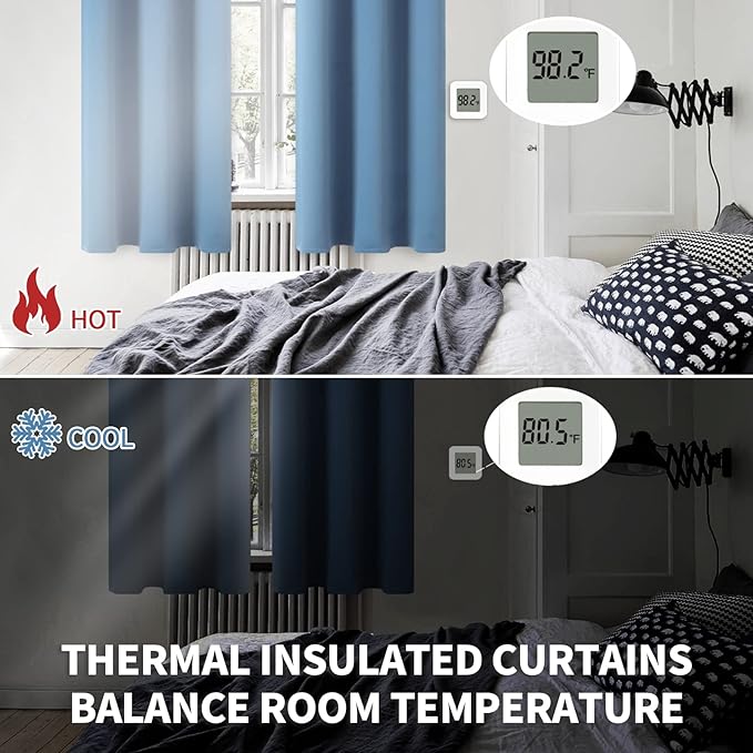 BGment Blackout Curtains for Bedroom - Grommet Thermal Insulated Room Darkening Curtains for Living Room, Set of 2 Panels (52 x 63 Inch, Faded Denim)