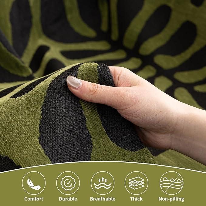 HANDONTIME Boho Couch Cover Geometric Striped Pet Covers for Couches and Sofas Olive Green and Black Dog Cover for Couch Pet Friendly Chenille Sectional Sofa Covers for Pets Washable, 71" X 150"