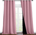NICETOWN 100% Blackout Blinds, Set of 2, 52 inches x 102 inches, Laundry Room Decor Window Treatment Curtains for Large Patio Sliding Door, Thermal Insulated Crystal Pink Curtains for Bedroom