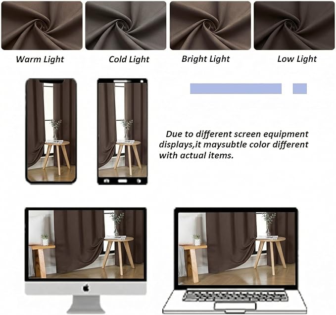 Simplebrand Ava Chocolate Blackout Curtains for Bedroom 96 Inches Long 2 Panels, Solid Thermal Insulated, Energy Saving Nursery Window Treatment Curtains Blackout Drapes, W40 x L96 Inch, Chocolate