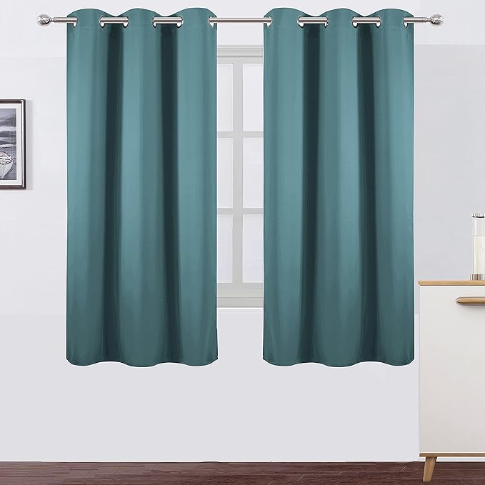 LEMOMO Sea Teal Thermal Blackout Curtains/42 x 63 Inch/Set of 2 Panels Room Darkening Curtains for Bedroom