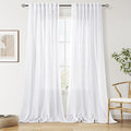 Nanspring Snow White Linen Curtains 96 Inches Long for Living Room Light Filtering Semi Sheer Curtain Back Tab Luxury Neutral Coastal Modern Farmhouse Decor Drapes for Bedroom Office 52x96, 2 Panels