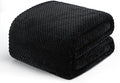 Exclusivo Mezcla Fleece Bed Blanket Queen Size, Super Soft and Warm Blankets for Couch, Sofa and Bed Waffle Textured, Cozy, Fuzzy and Lightweight (Black, 90x90 Inches)