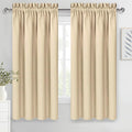 DWCN Blackout Curtains for Living Room Thermal Insulated, Energy Saving & Noise Reducing Bedroom Curtains, Beige, W 70x L 72 Inch, Set of 2 Rod Pocket Curtain Panels