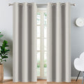 Yakamok 84 Inch Long Light Blocking Window Curtains Thermal Insulated Room Darkening Drapes for Bedroom,Solid Grommet Top Window Panels, 38x84 Inch, Light Beige, One Pair