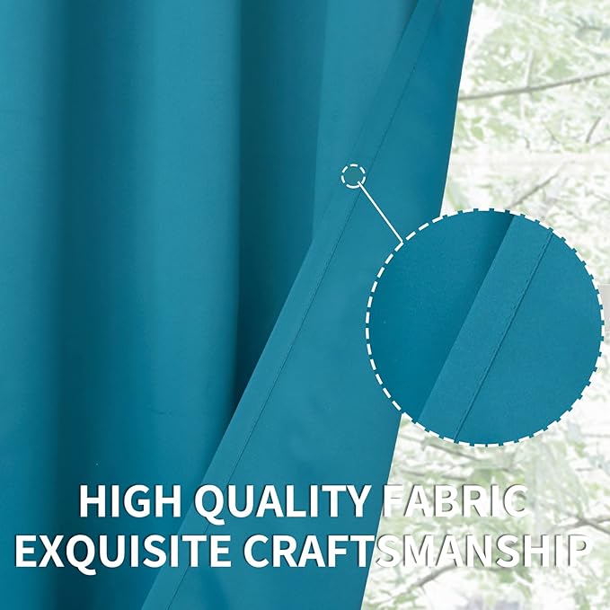 BGment Blackout Curtains - Grommet Thermal Insulated Room Darkening Bedroom and Living Room Curtains, Set of 2 Panels (38 x 54 Inch, Peacock Blue)
