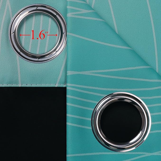Estelar Textiler Navy Blue and Teal Ombre Blackout Curtains 54 Inch Length 2 Panels, Full Room Darkening Gradient Drapes for Kitchen, Thermal Insulated Grommet Short Curtains for Bedroom,42Wx54L