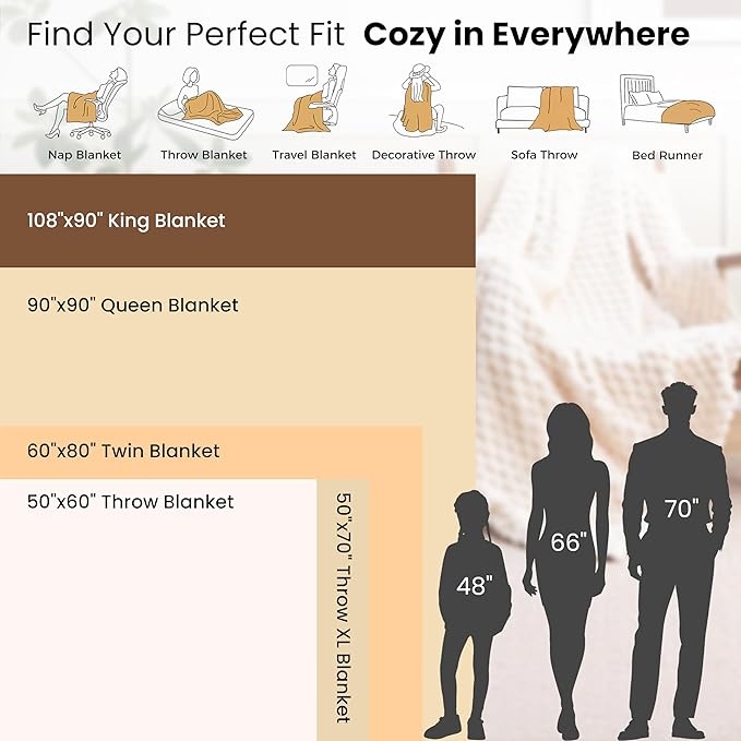 EXQ Home King Size Blanket for Bed or Couch - 3D Imitation Turtle Shell Jacquard Decorative Fleece Blankets - Cozy Soft Lightweight Fuzzy Flannel Blanket Suitable for All Seasons(90"×108",Beige)
