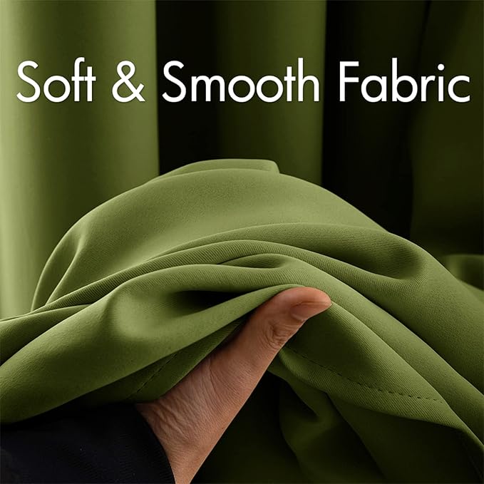 MIULEE Blackout Curtains for Bedroom Living Room Thermal Insulated Room Darkening Grommet Top Solid Light Blocking Drapery Set of 2 Window Panels 52 x 72 Inches Olive Green