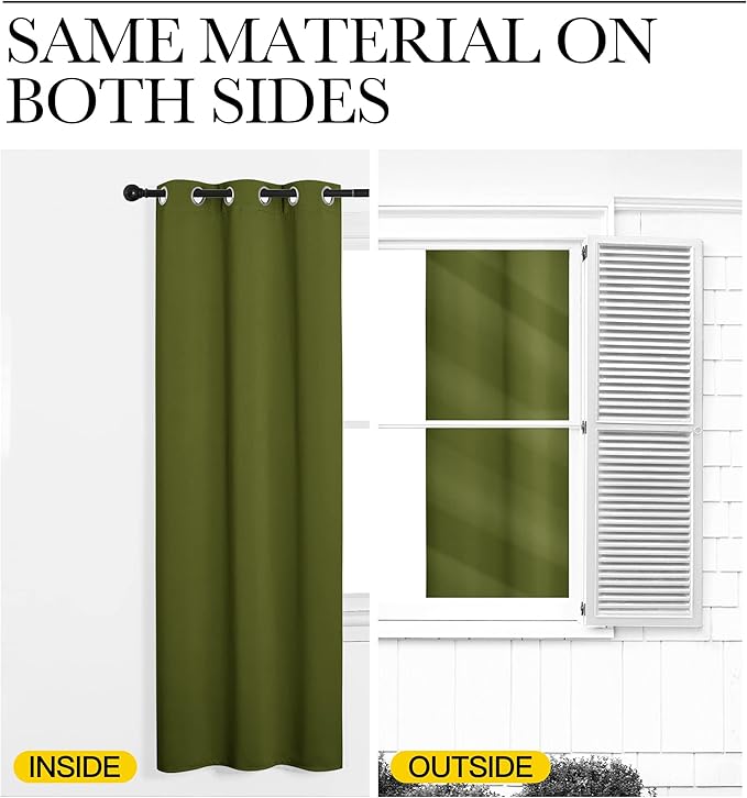 NICETOWN Patio Glass Door Panels - Blackout Curtains for Bedroom/Living Room, Privacy Panel Drapes for Christmas and Guest Room (Olive Green, 42 inches Wide x 95 inches Long, 1 Pair)