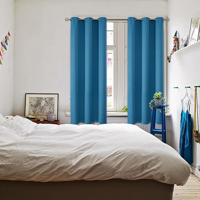 BGment Blackout Curtains - Grommet Thermal Insulated Room Darkening Bedroom and Living Room Curtains, Set of 2 Panels (42 x 72 Inch, Steel Blue)