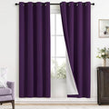 Yakamok Room Darkening 100% Blackout Curtains Grommet Window Treatments with 2 Thick Layers-Purple Thermal Insulated Drapes Set of 2 Panels for Bedroom Living Room 52 Inches by 63 Inches Length