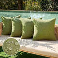 MIULEE Pack of 4 Decorative Solid Waterproof Throw Pillow Covers Linen Garden Farmhouse Cushion Cases for Outdoor Patio Tent Balcony Couch Sofa 16x16 inch Green