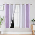 Estelar Textiler Lilac and Greyish White Ombre Blackout Curtains 45 Inch Length 2 Panels, Full Room Darkening Gradient Drapes for Kitchen, Thermal Insulated Grommet Short Curtains for Bathroom,42Wx45L