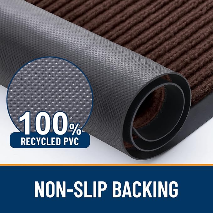 OLANLY Front Door Mat Indoor Outdoor Entrance, 2-Pack 47 x 32 Inch, Waterproof Heavy Duty Doormat, Fade Resistant, Low Profile, Easy Clean Patio Porch Welcome Floor Mats for Entry, Brown