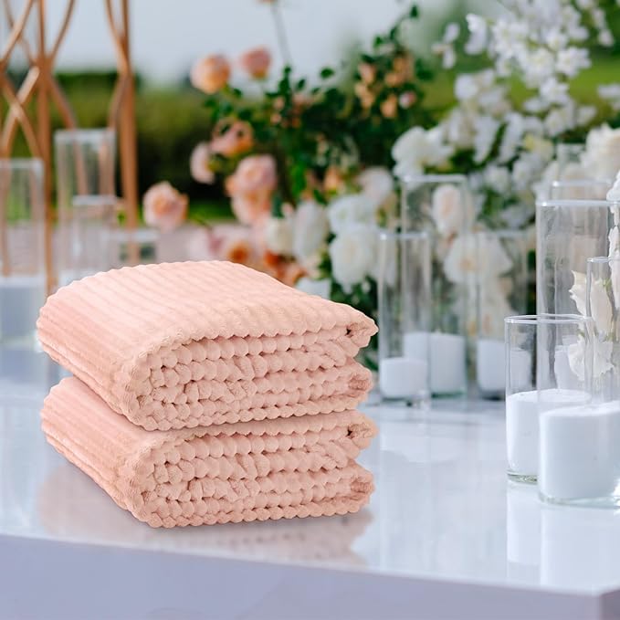 Buryeah 12 Pcs Flannel Throw Blanket Bulk 50 x 60 in Sleepover Blanket Outdoor Wedding Throw Lightweight, Oeko-tex Standard 100 Certified for Sofa Homeless Gifts (Pastel Pink)