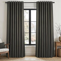 94 Inch Long Gray Blackout Curtains for Bedroom 2 Panels Set Modern Linen Blend Texture Back Tab Pleated Floor to Ceiling Thermal Drapes Hooks Rings Window Drapes Decor (W52 x L94 Charcoal Grey)