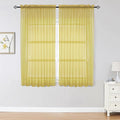 OWENIE Sheer Curtains 63 inch Length 2 Panels Set, Ivory Sheer Cutains Short Curtains for Bedroom/Living Room, Rod Pocket Voile Fimly Sheer Drapes, 2pcs, Each 42" W x 63" L