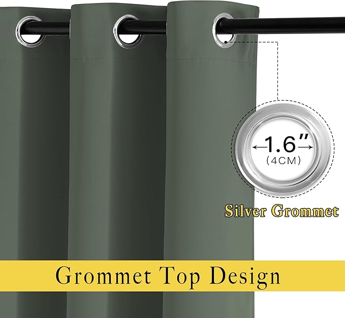 NICETOWN Bedroom Blackout Curtains & Drapes - Window Treatment Thermal Insulated Solid Grommet Voice Reducing for Kitchen/Nursery, Dark Mallard, 1 Pair, W52 x L54