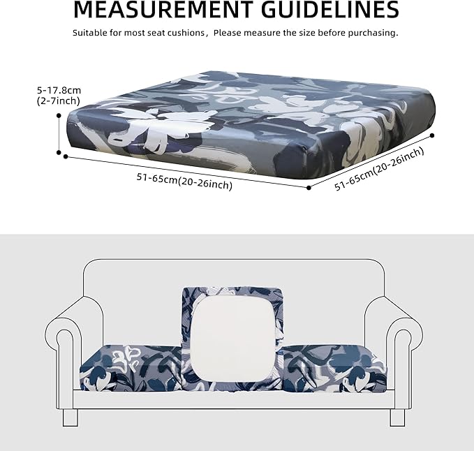 8Pcs Outdoor Cushion Covers, Patio Cushion Covers,Stretch Elastic Slipcovers, Replacement Washable & Reusable Furniture Protector for Patio Couch (Grey Flower-Pattern,Cover Only)
