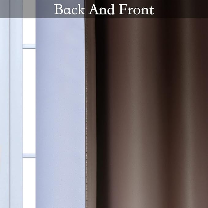 SimpleHome Ombre Room Darkening Curtains for Living Room, Light Blocking Gradient Brown to Grey White Thick Thermal Insulated Grommet Window Curtains/Drapes for Bedroom, 2 Panels, 52x84 inches Length