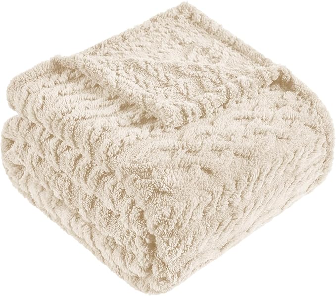 50x70 Inch Beige Throw Blanket - Soft & Fluffy Fleece, Cute & Aesthetic, Perfect for Sofa, Couch, Chair, Bed, Living Room & Bedroom, All-Season Use, Plush & Cozy Decorative Blanket