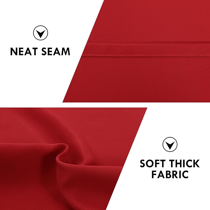 DWCN Red Room Darkening Blackout Curtains - Rod Pocket Thermal Insulated Privacy Energy Saving Window Curtain Drapes 42x 72 inch Length, Set of 2 Bedroom Living Room Curtains