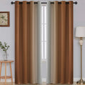 SimpleHome Ombre Room Darkening Curtains for Bedroom, Gradient Burnt Orange to Grey White Light Blocking Thermal Insulated Grommet Window Curtain/Drapes for Living Room,2 Panels, 52x84 inches Length