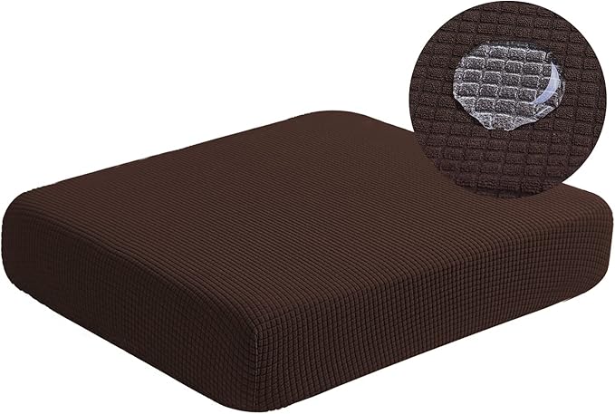 Water-Repellent Sofa Cushion Slipcovers Stretch Camper Dinette Cushion Covers Furniture Protector for Sofa Seat with Elastic Bottom (Loveseat Cushion, Chocolate)